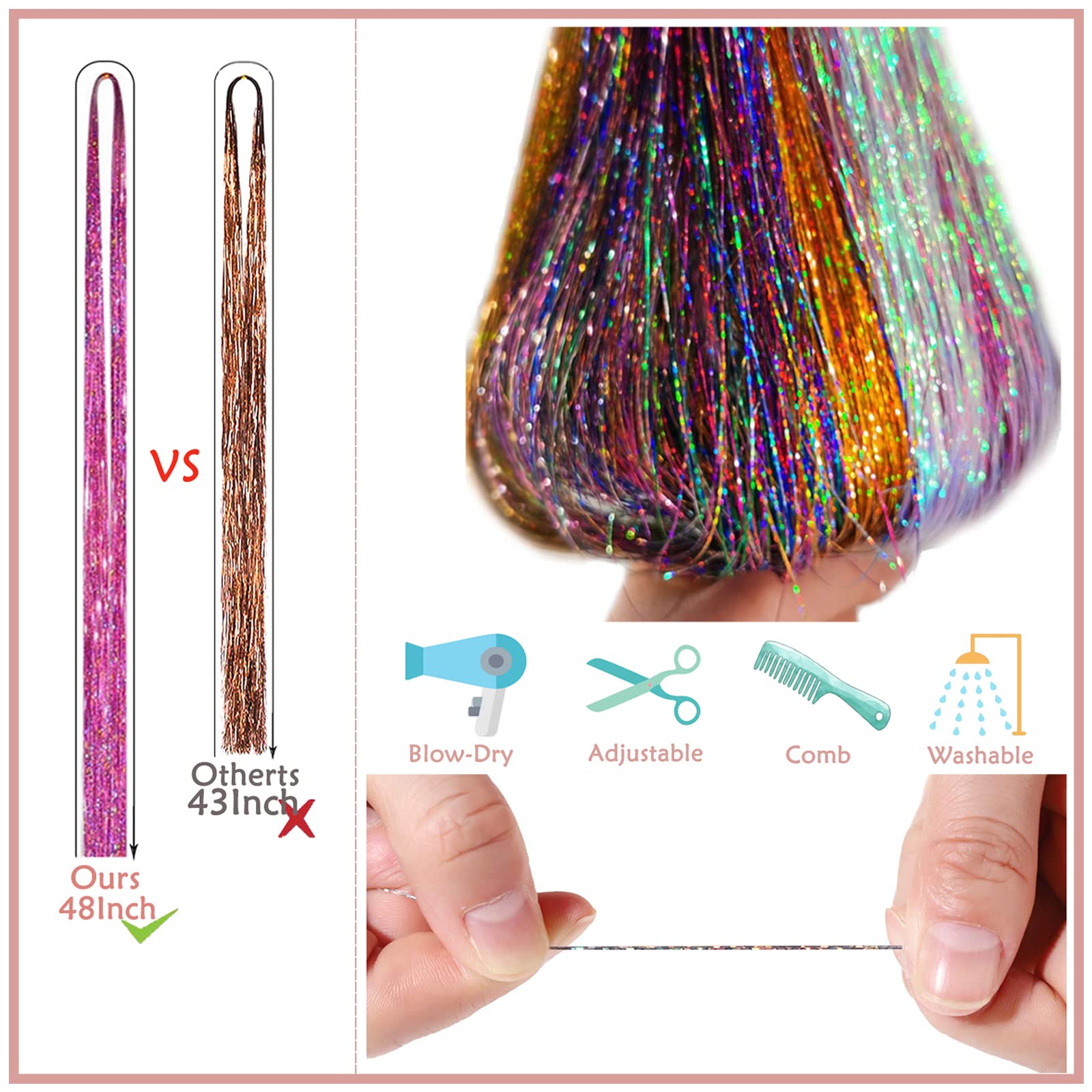AMGPT Hair Tinsel Kit crochet hook and pliers included.