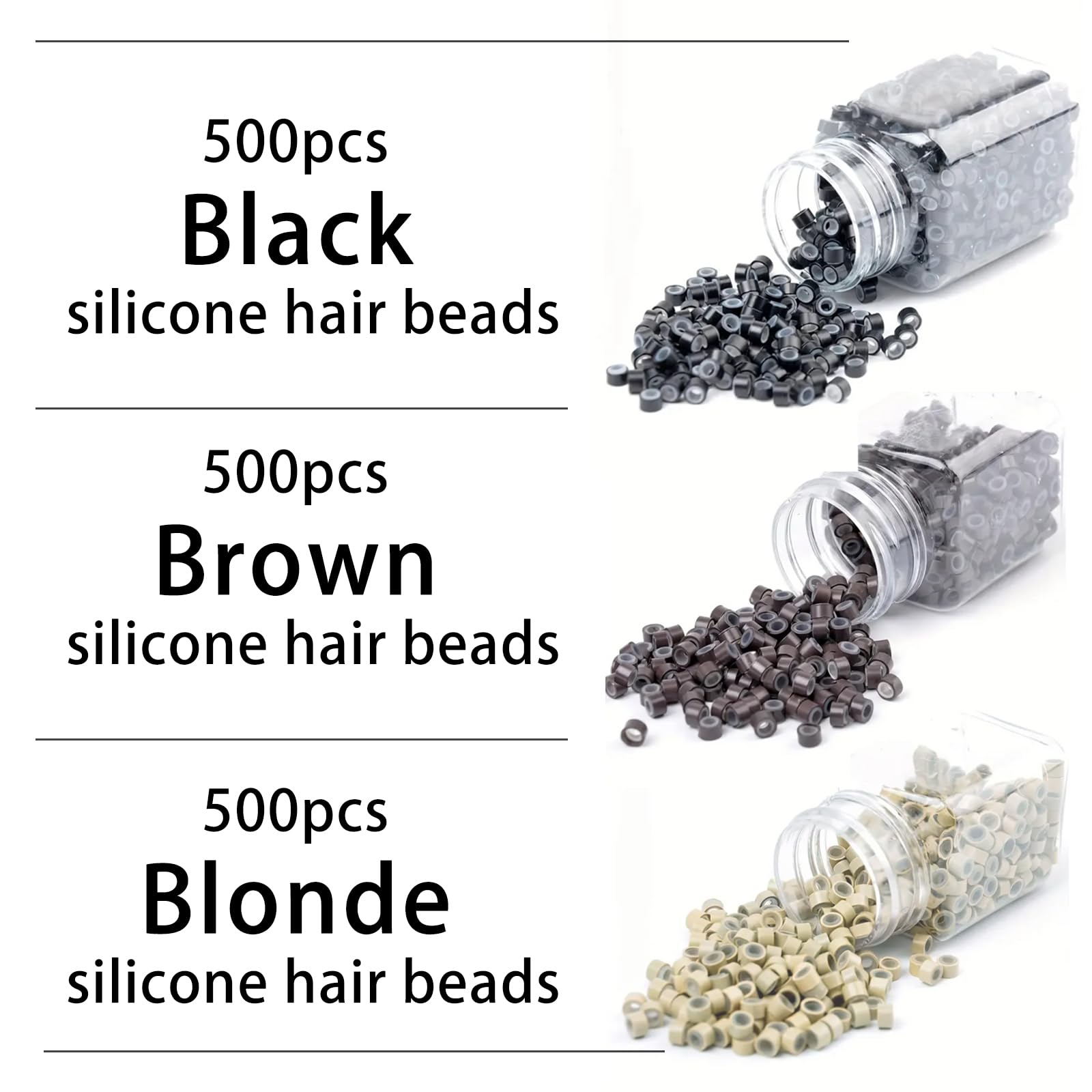 AMGPT silicone lined beads 5mm black close up for snag free extensions