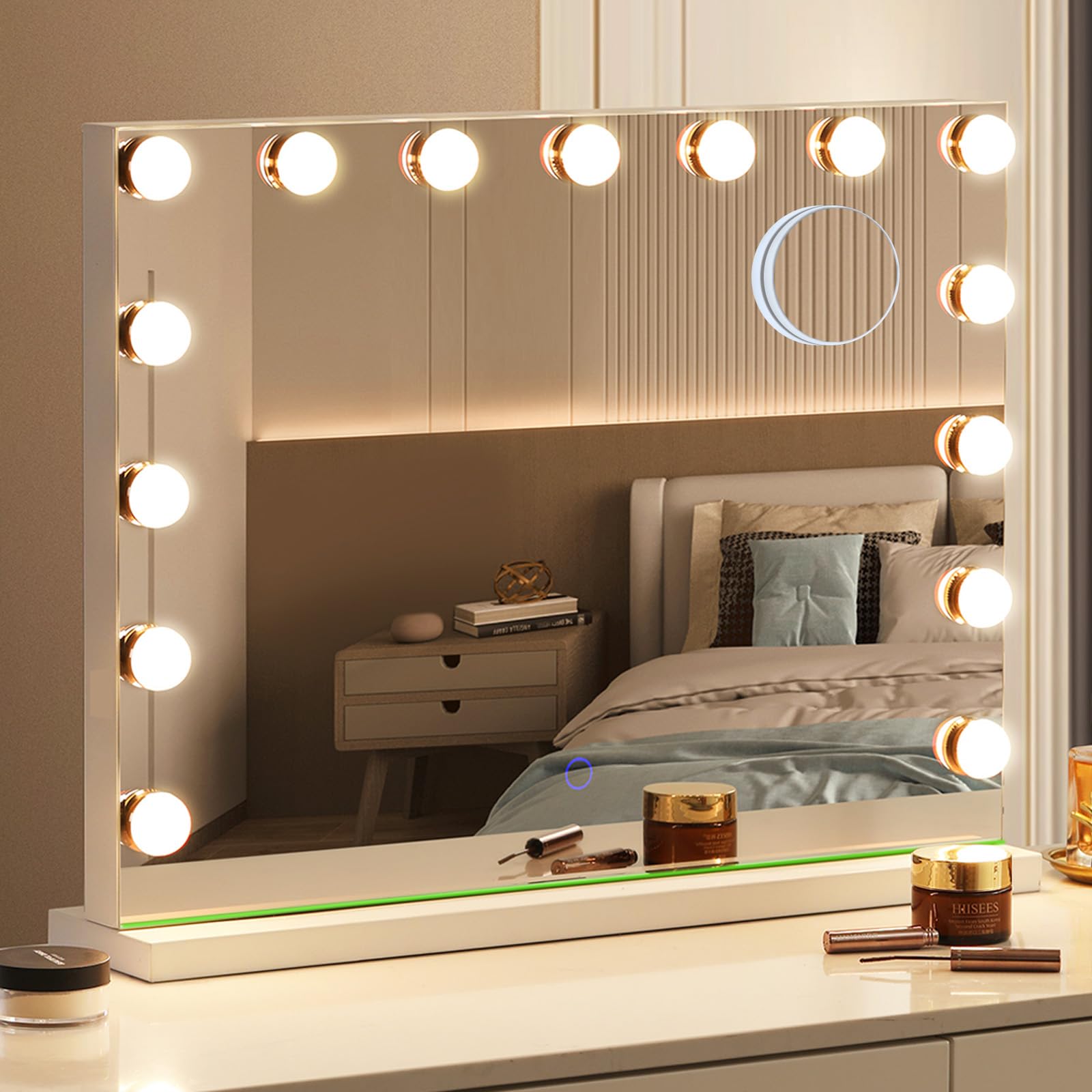 Amifiy Hollywood vanity mirror with lights for precise makeup in daylight.