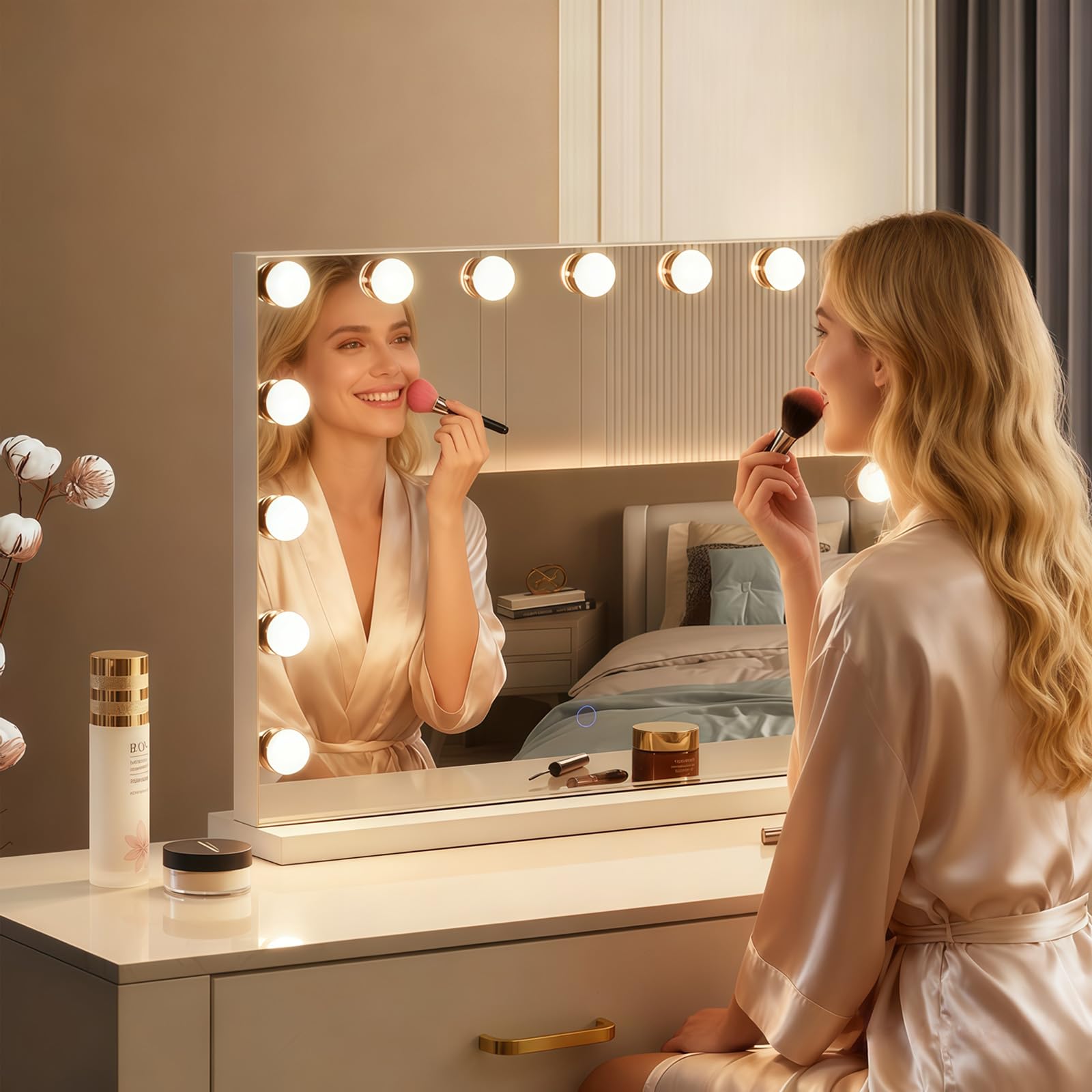 Amifiy white metal frame adds sturdy, elegant touch to any dresser.