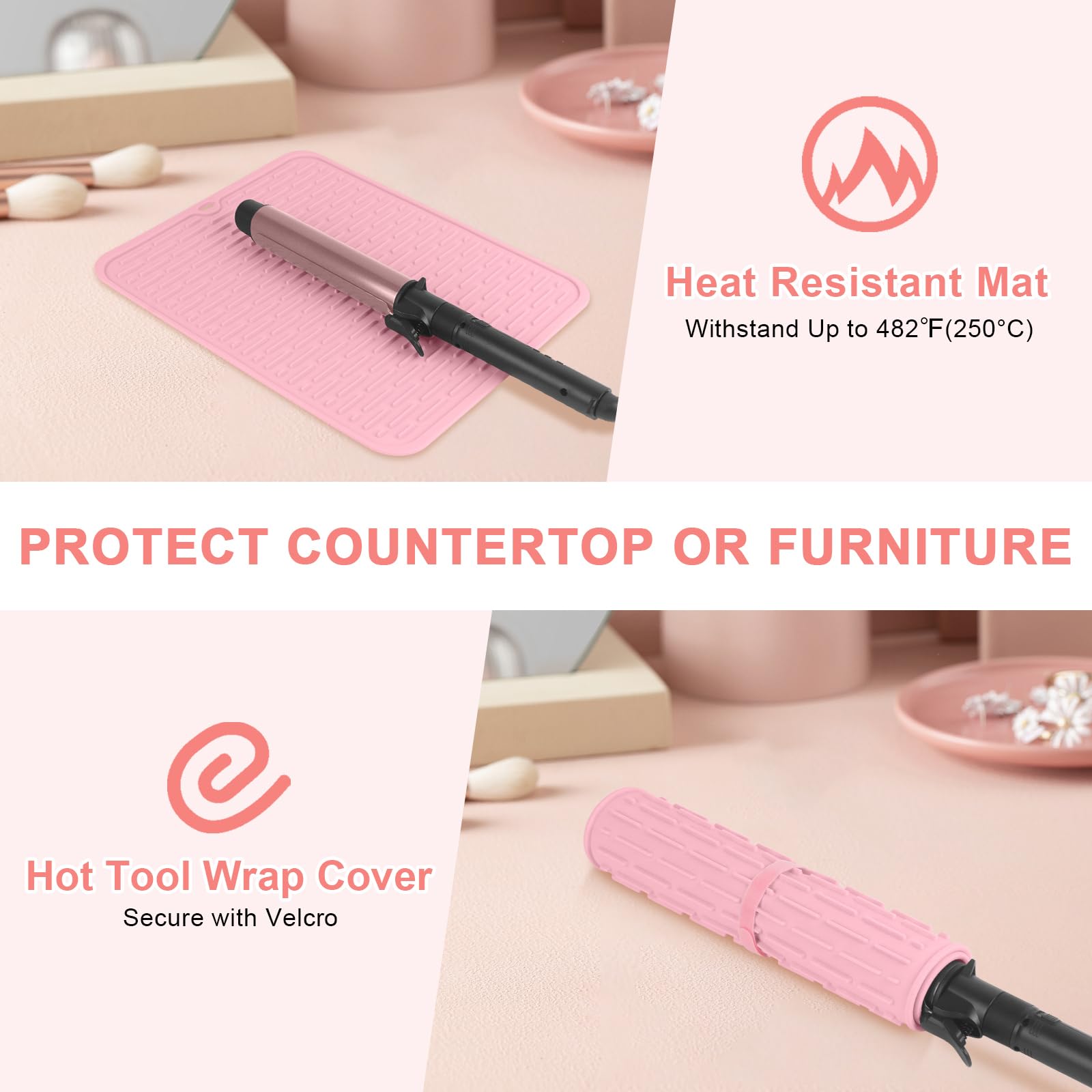 AMIJEAL mat with hanging holes saves counter space.