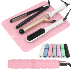 AMIJEAL oversize heat mat for hair tools protects countertops during styling.