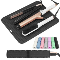 AMIJEAL oversize silicone mat shields counters while styling multiple hot tools