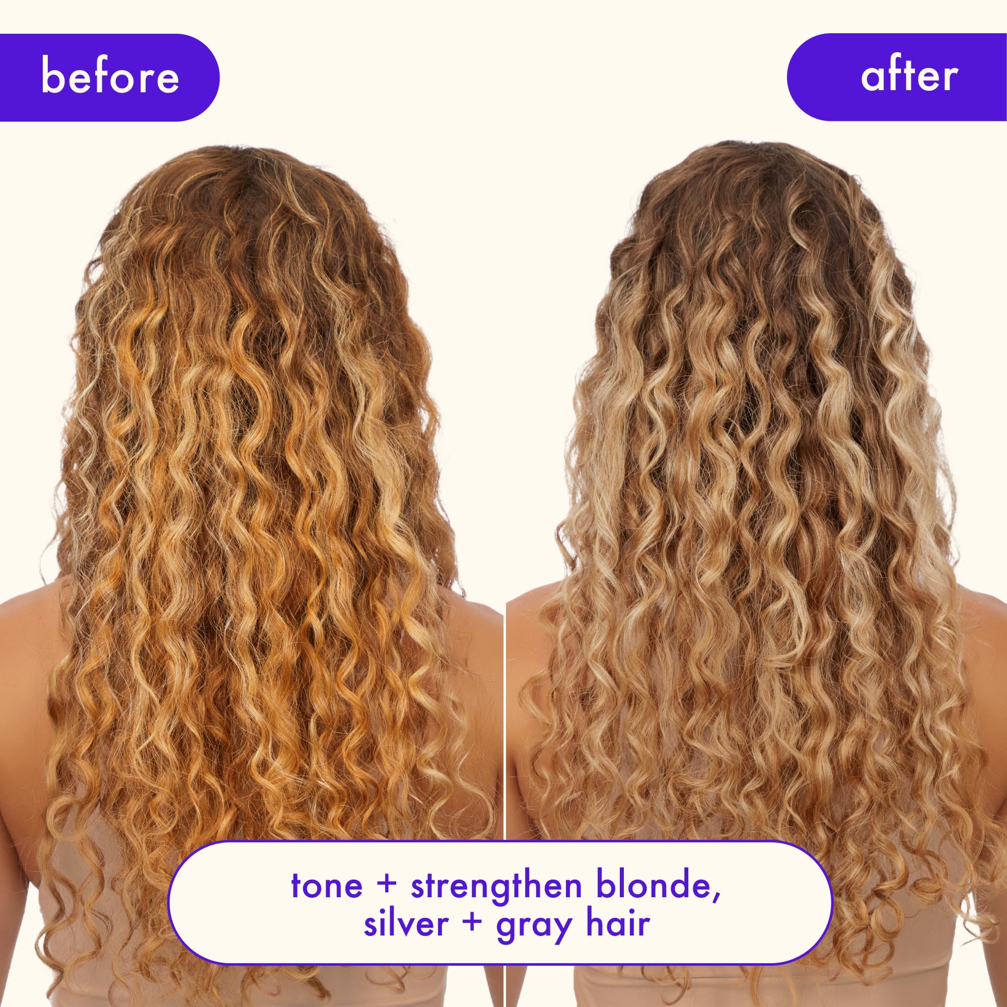 Amika Bust Your Brass Cool Blonde color tones hair to a cooler blonde.