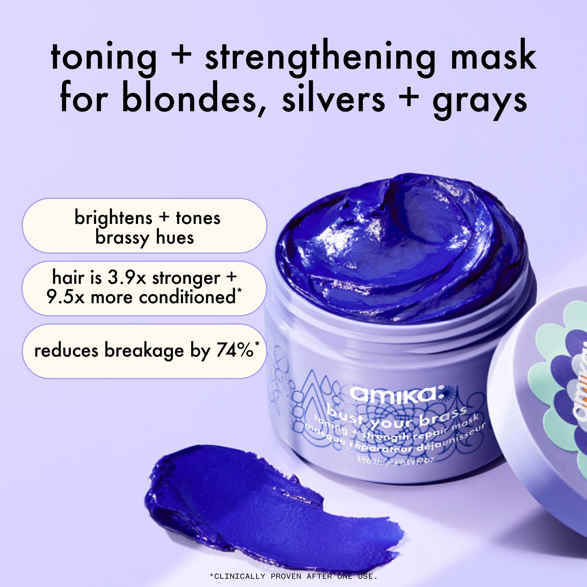 Creamy texture of the mask ready for even, thorough coverage on blonde hair.