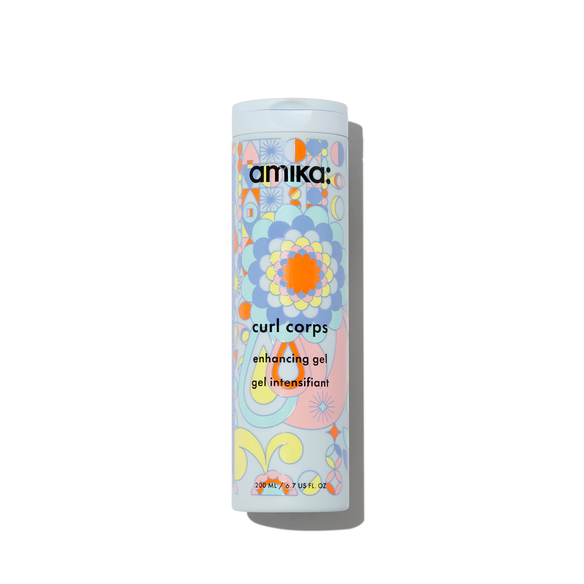 Amika Curl Corps Enhancing Gel bottle for defined, bouncy curls with lasting shine.