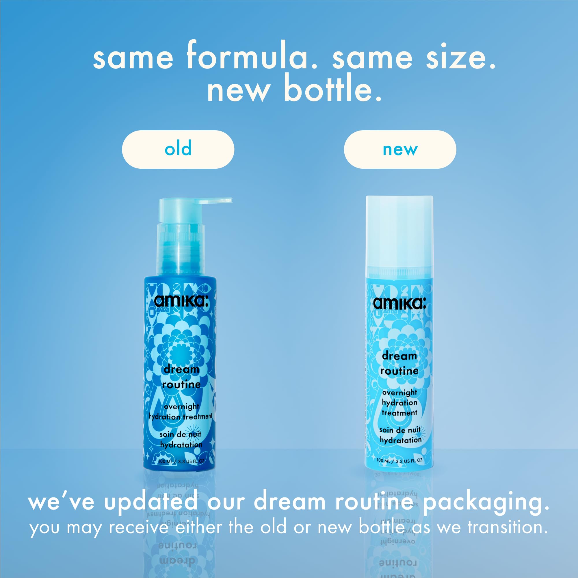 Amika Dream Routine bottle being poured for application.