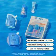 Amika dream routine overnight hair mask jar, awakens hair with enhanced hydration after sleep.