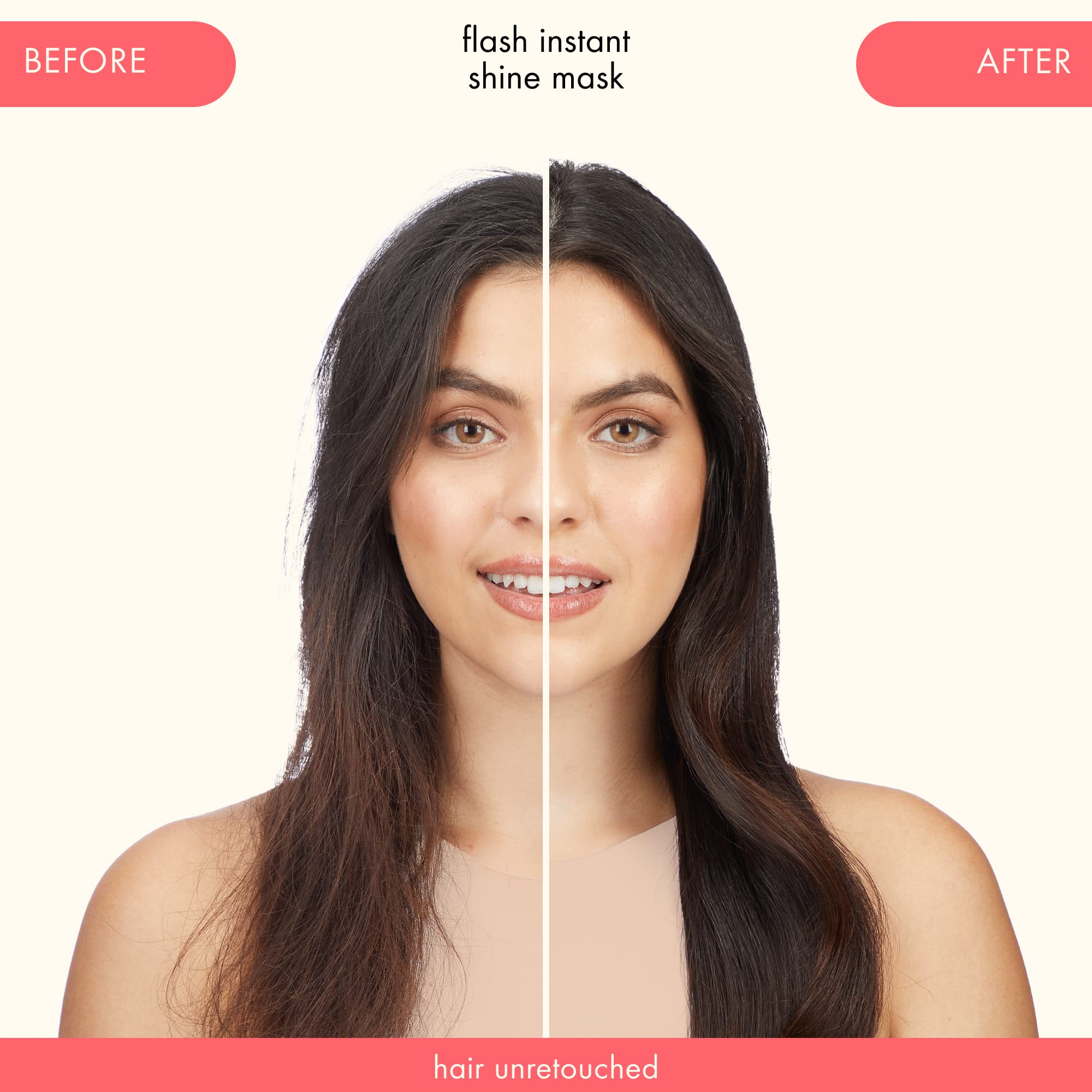 Hair after Amika mask showing silky finish and hydrated feel