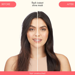 Hair after Amika mask showing silky finish and hydrated feel