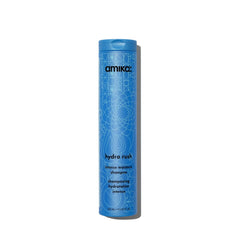 Amika Hydro Rush Intense Moisture Shampoo bottle provides daily hydration for dry hair.
