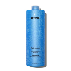 Amika Hydro Rush shampoo bottle ready for deep hydration.