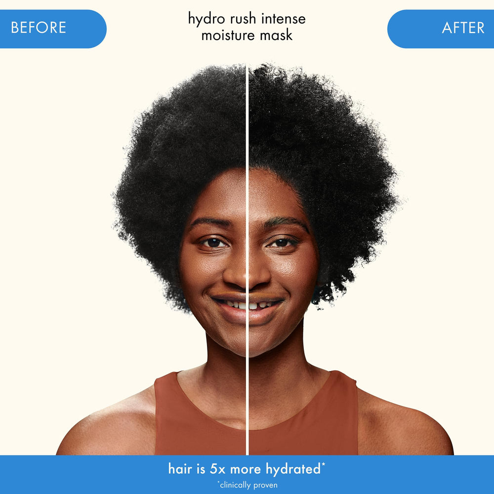Amika Hydro Rush Mask 5x easier to comb indicates smoother detangling.