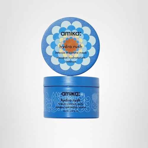 Amika Hydro Rush Mask luxury hydration jar on vanity.