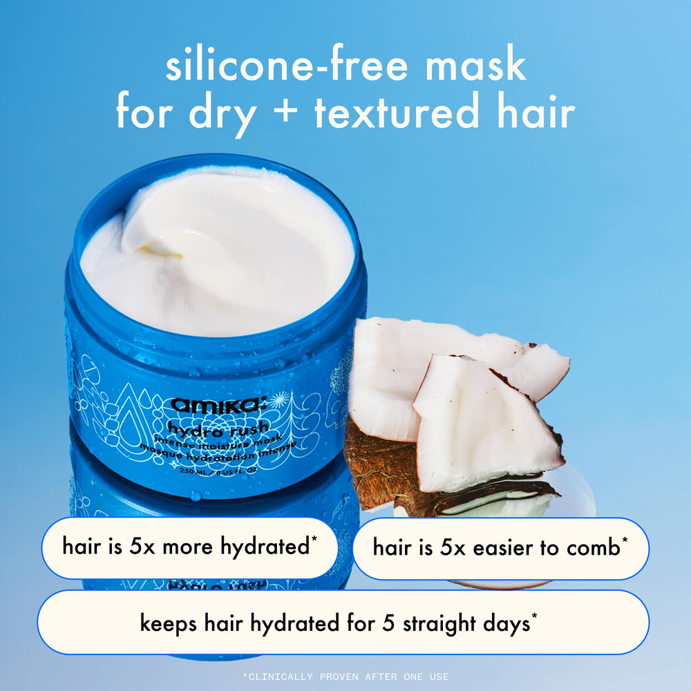 Whipped texture of Amika Hydro Rush mask for smooth application