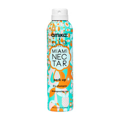 Amika Miami Nectar Dry Shampoo bottle refreshes roots with tropical scent.