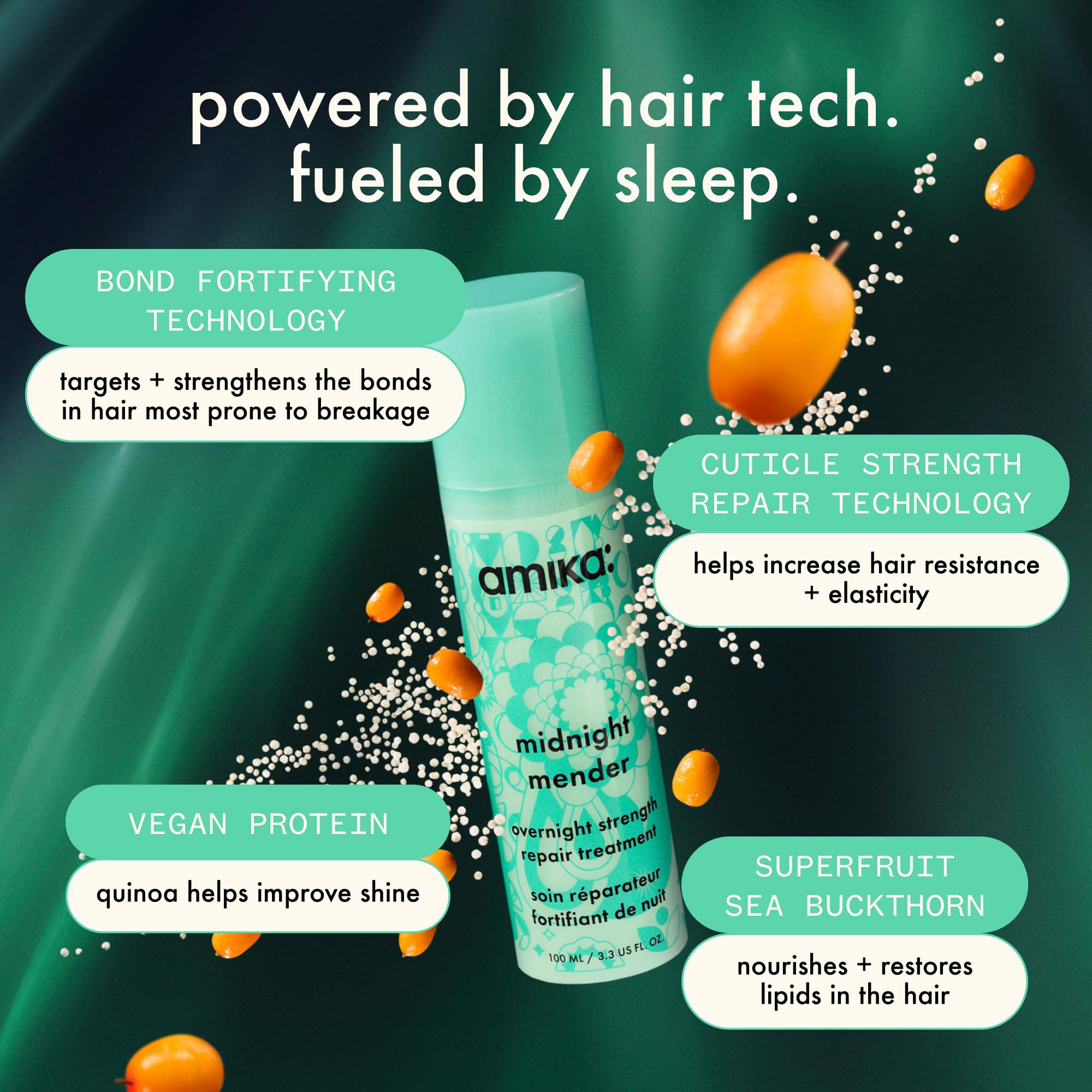Amika Midnight Mender hair application swirl demonstrates overnight prep.