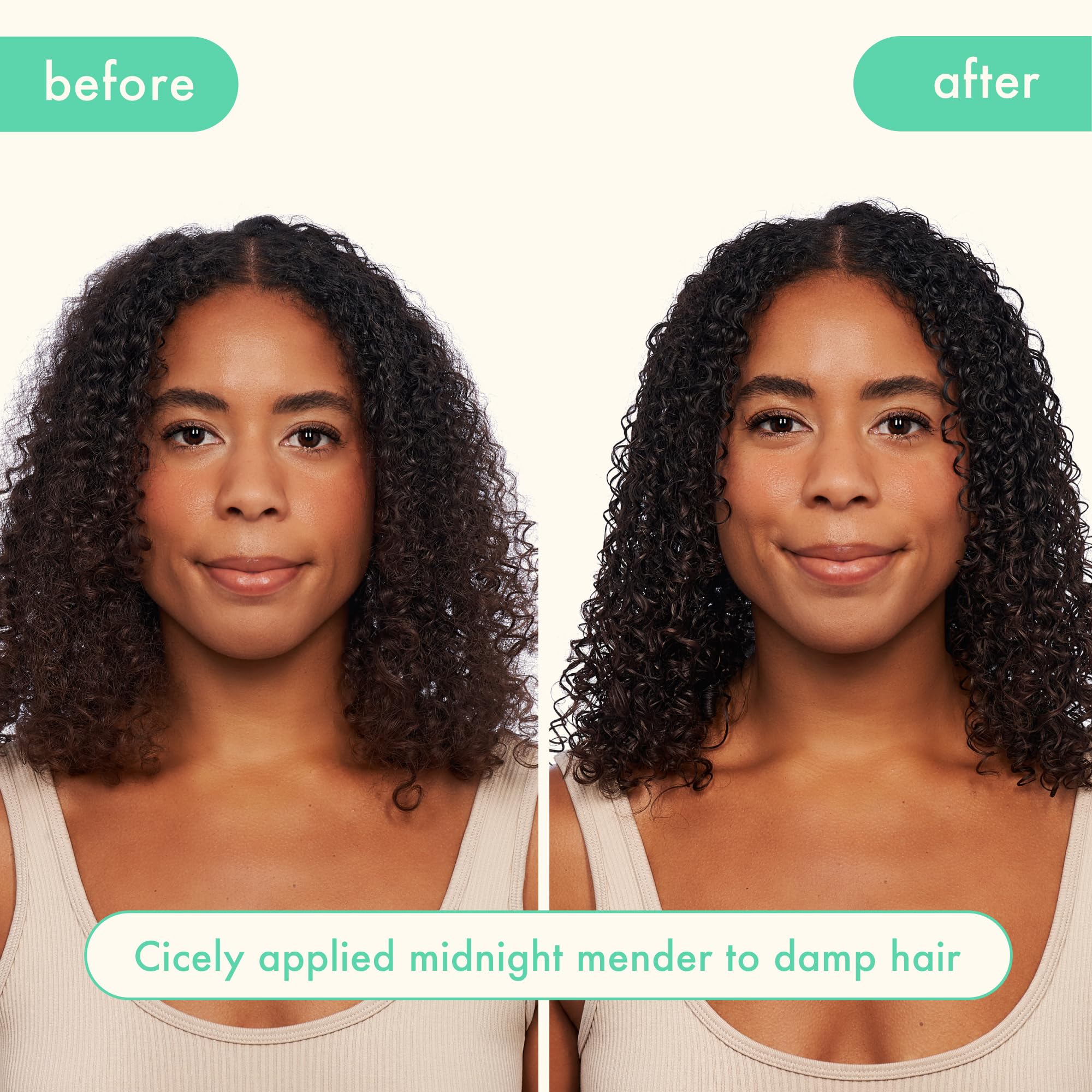 Amika Midnight Mender smooth strands after overnight use.