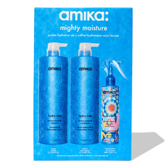 Amika Mighty Moisture Jumbo Set leave-in conditioner for long-lasting moisture and detangling.