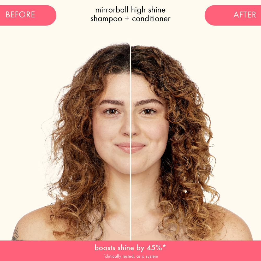 Amika Mirrorball conditioner application on hair for smooth shine