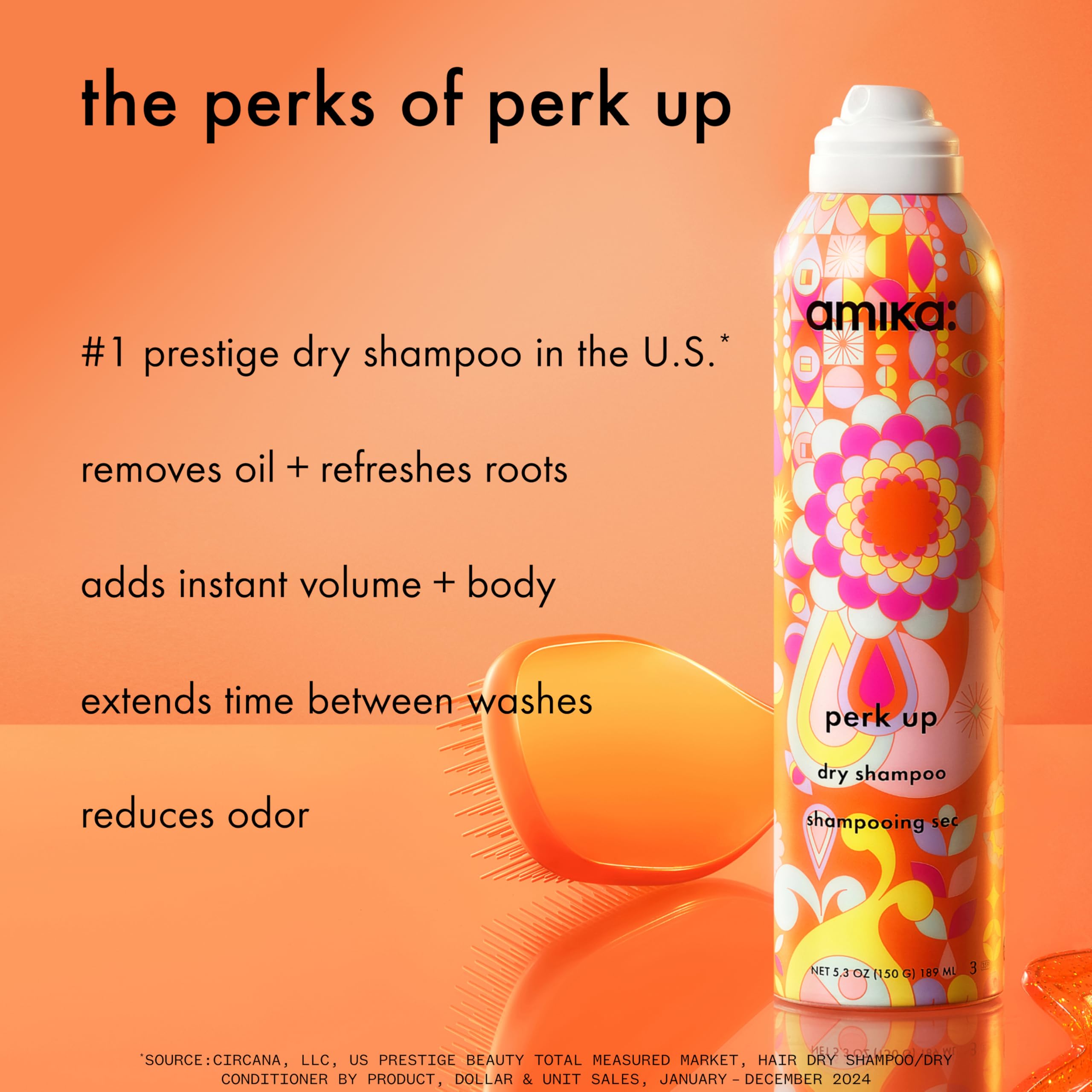 Aplicación con pulverizador: Amika Perk Up champú seco sin talco para un refresco rápido.