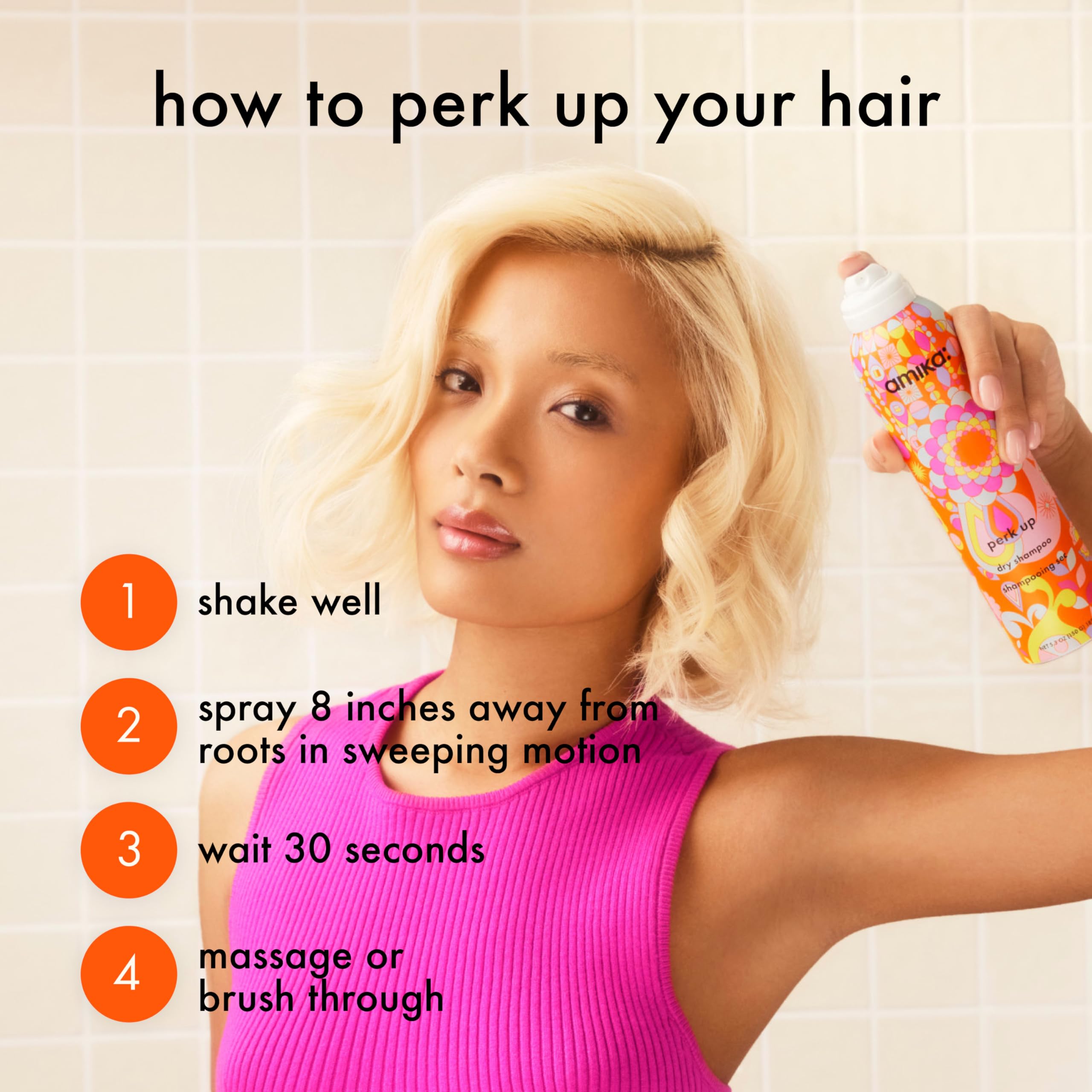 Amika Perk Up dry shampoo boosts volume for instant lift.