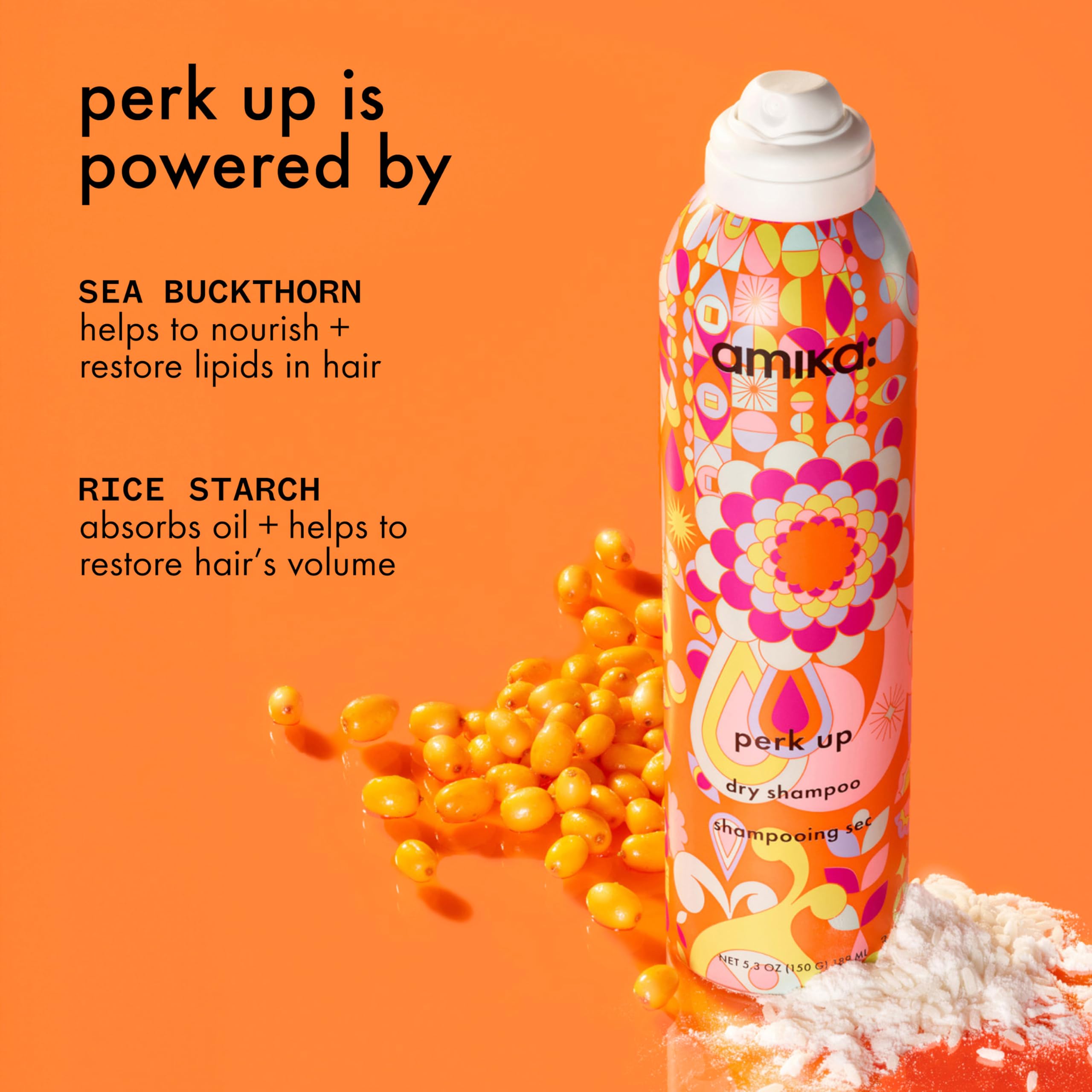 Amika Perk Up dry shampoo oil absorption helps refresh.