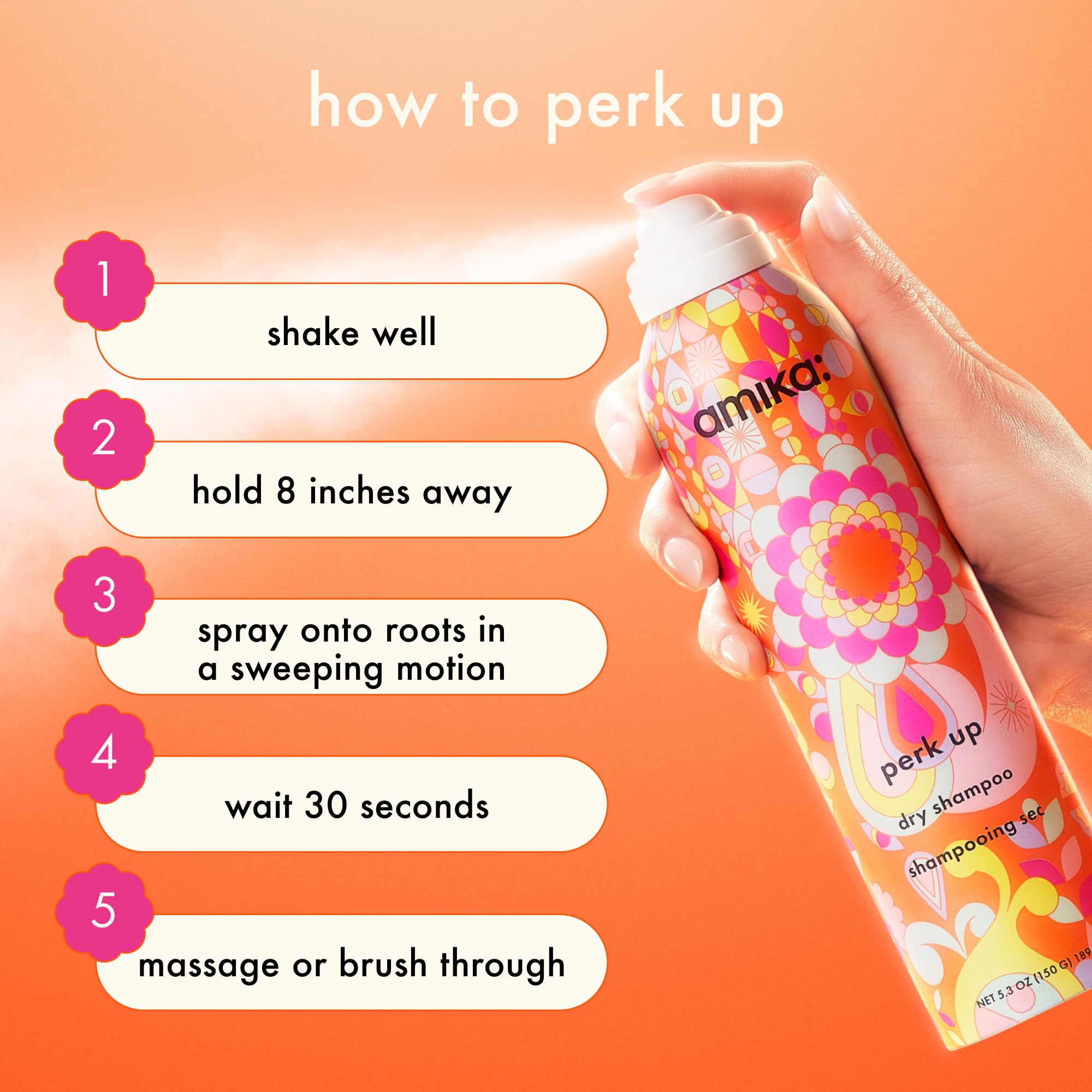 Packaging and product box for Amika Perk Up Dry Shampoo