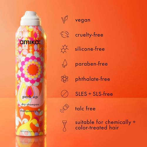 Amika Perk Up dry shampoo travel-friendly bottle fits in bags.