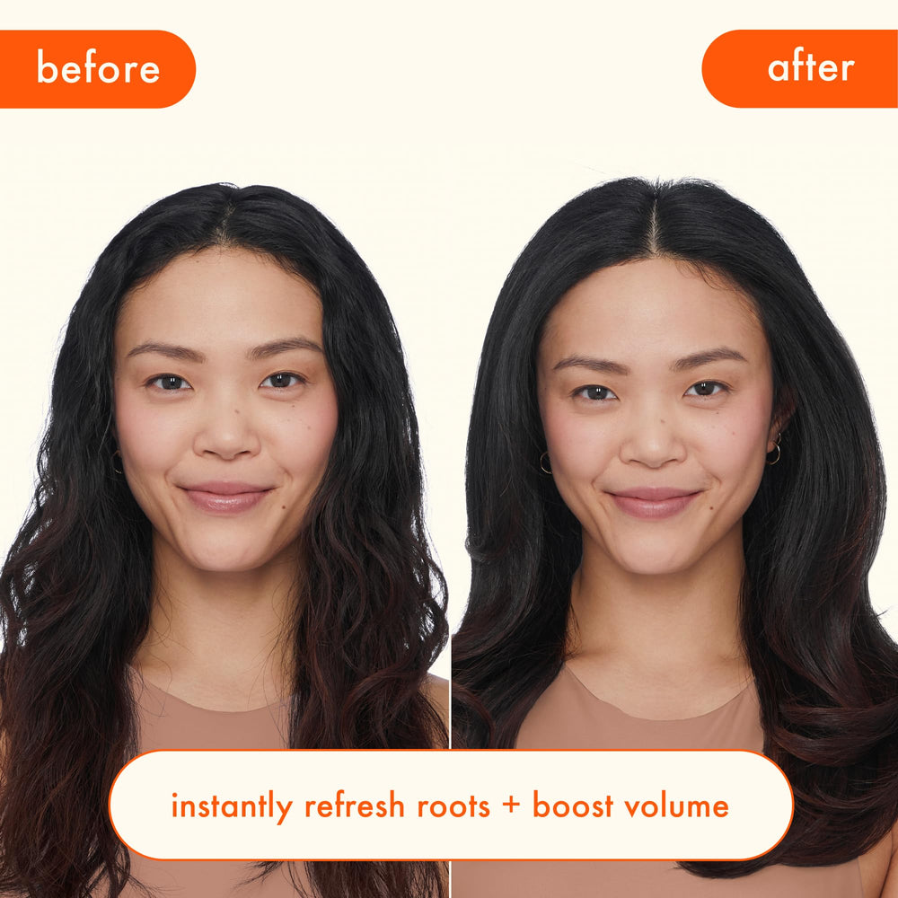 Amika Perk Up dry shampoo travel-size tube refreshes roots with instant volume.