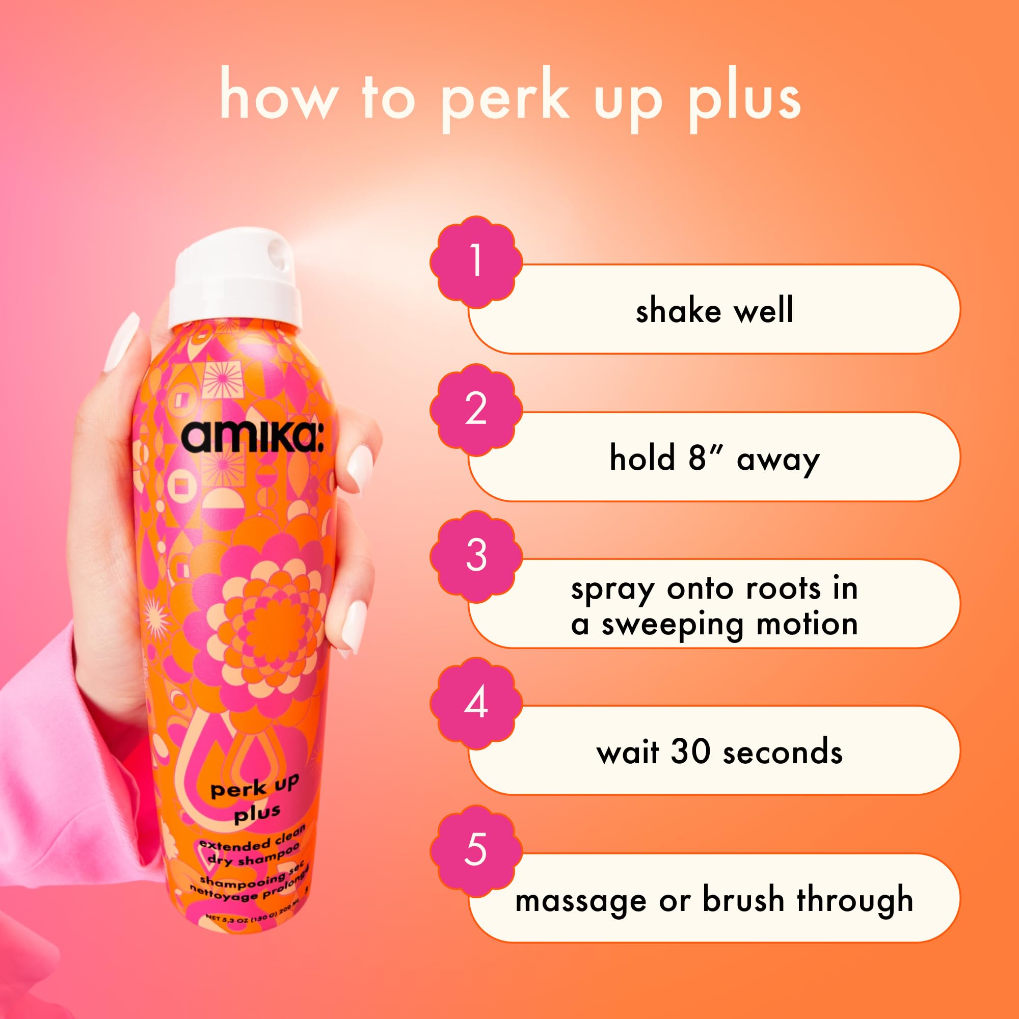 Person refreshing hairstyle with Amika Perk Up Plus