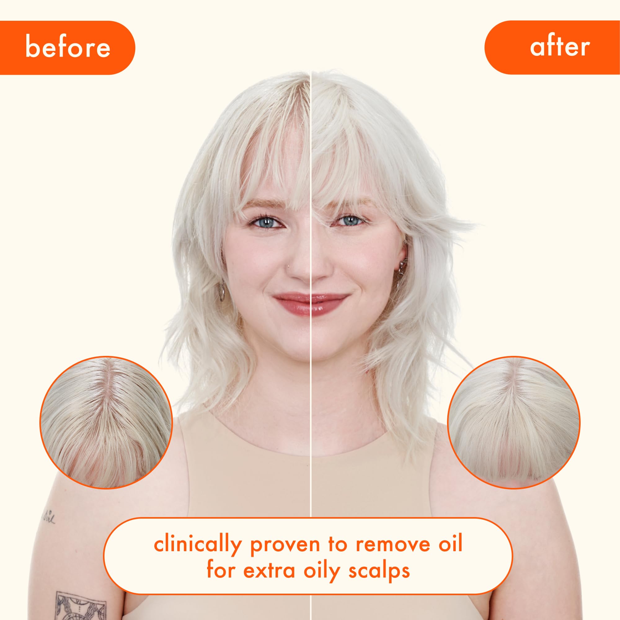 Amika Perk Up Ultra Dry Shampoo being sprayed to refresh oily hair.