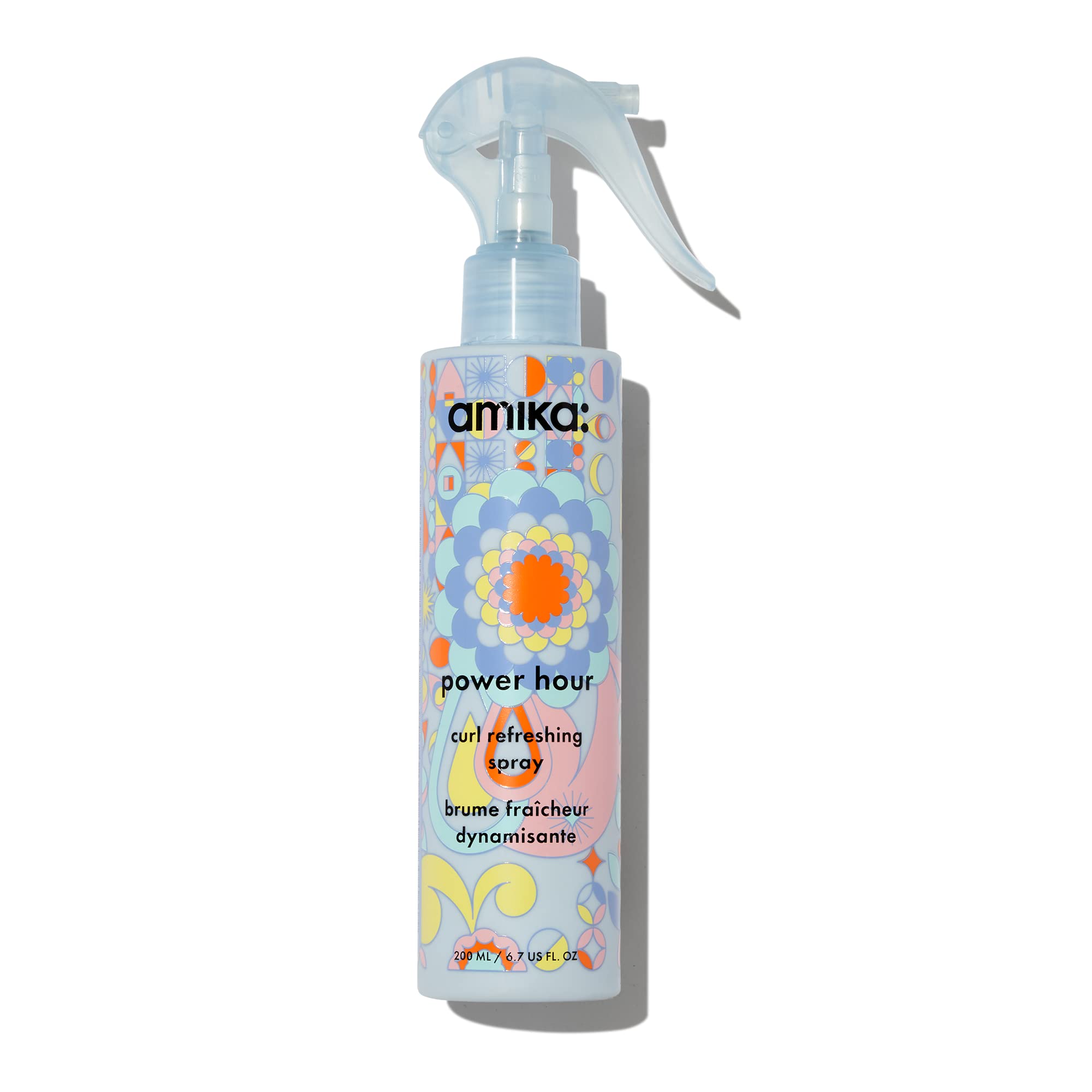 Amika Power Hour bottle with curling spray for hydrated curls