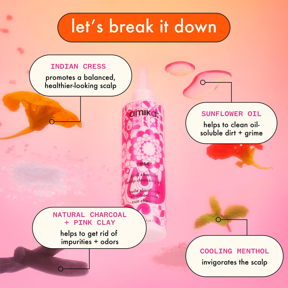 Amika Reset Pink Charcoal Scalp Cleansing Oil refreshing scalp after use