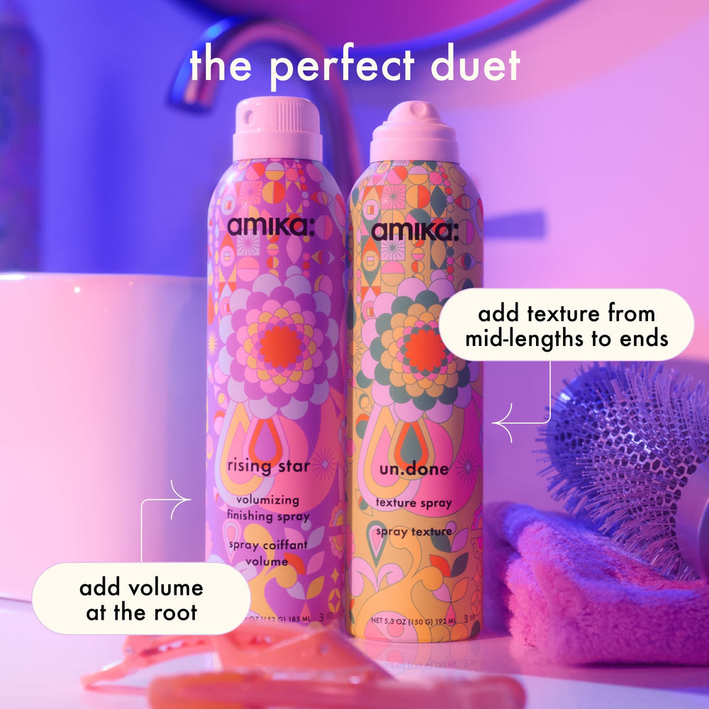 Amika Rising Star volume-finish look promises all-day lift without stiffness or crunch.