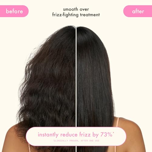 Amika Smooth Over Frizz-Fighting Treatment Mask after rinse with glossy hair.
