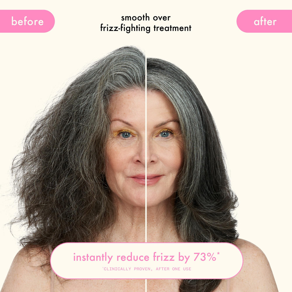 Amika Smooth Over Frizz-Fighting Treatment Mask with sea buckthorn ingredients imagery.