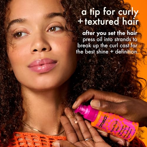 Hair care routine with Amika Star for smoother styling.