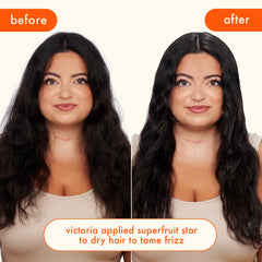 Amika Superfruit Star hair gloss application highlights fast, smooth styling results.
