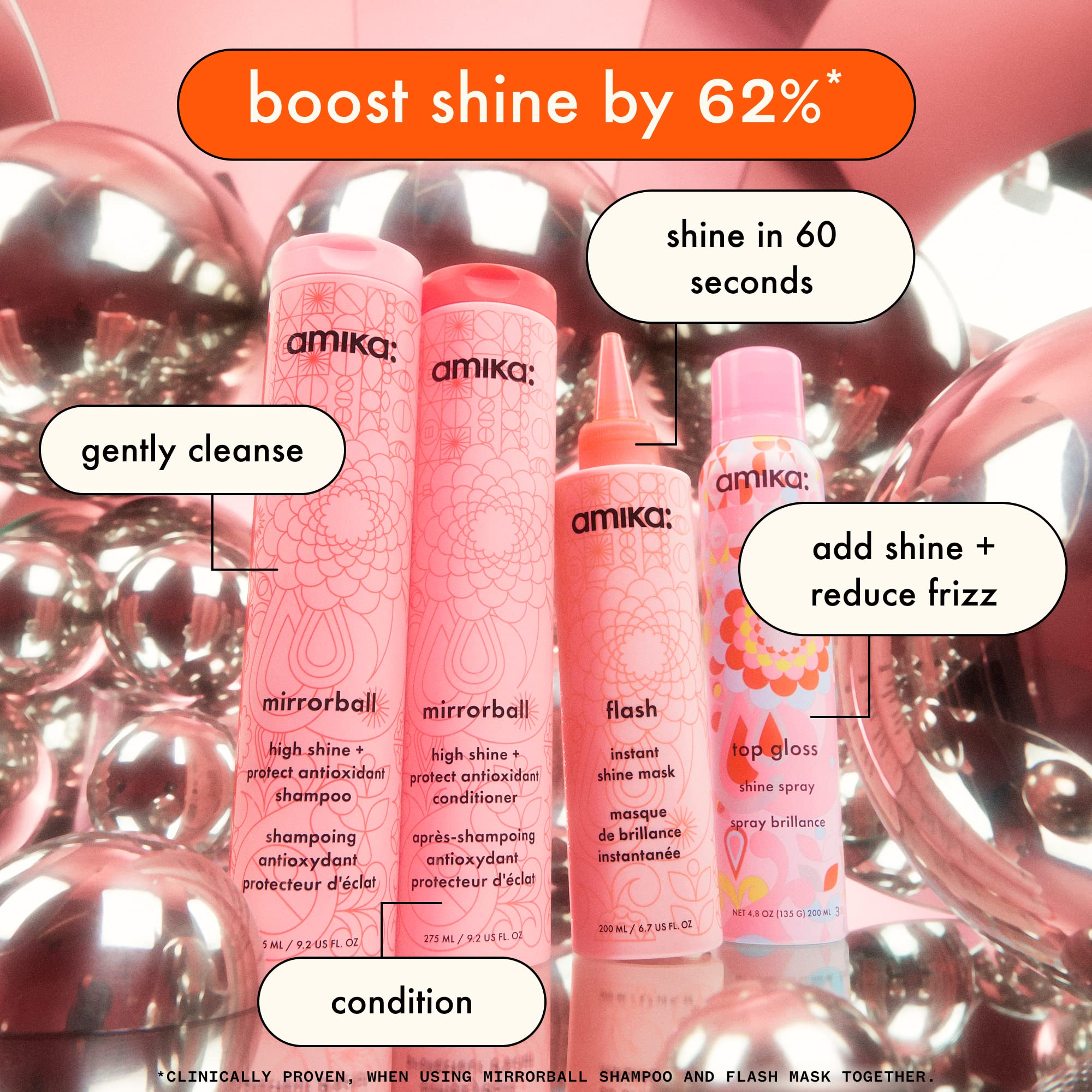 Amika Top Gloss Shine Spray enhances color with UV protection