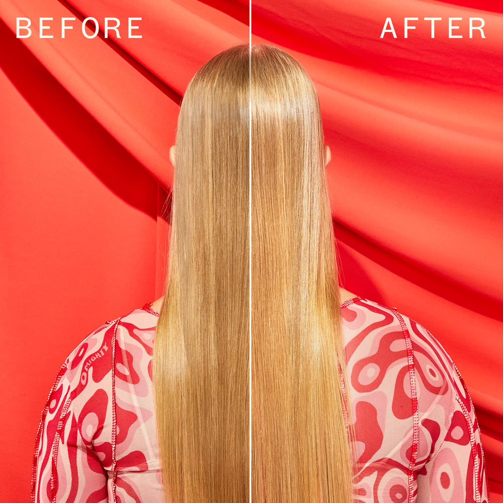 Amika Top Gloss Shine Spray on hair delivers radiant, frizz-free shine
