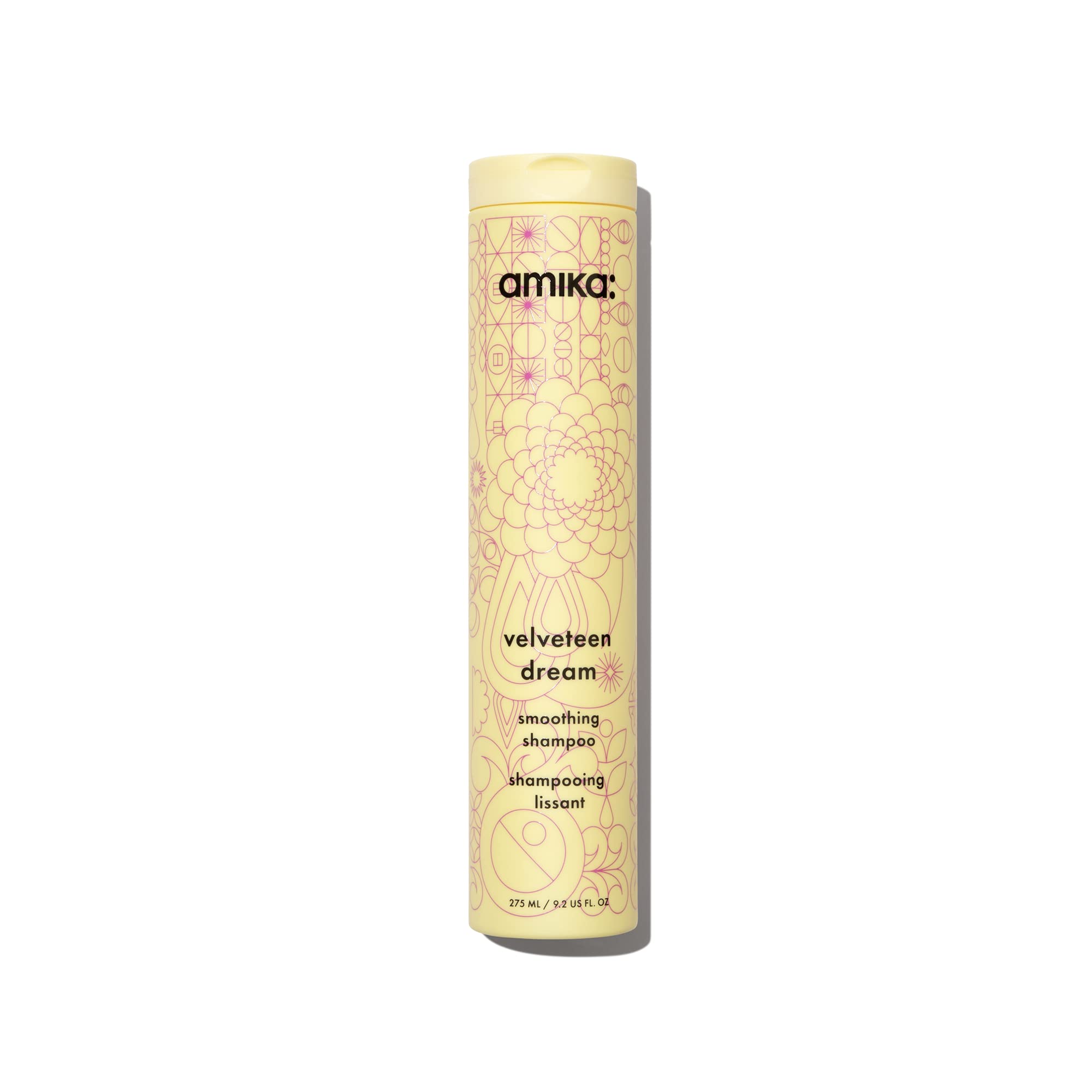 Amika Velveteen Dream Shampoo bottle for smoothing and frizz control