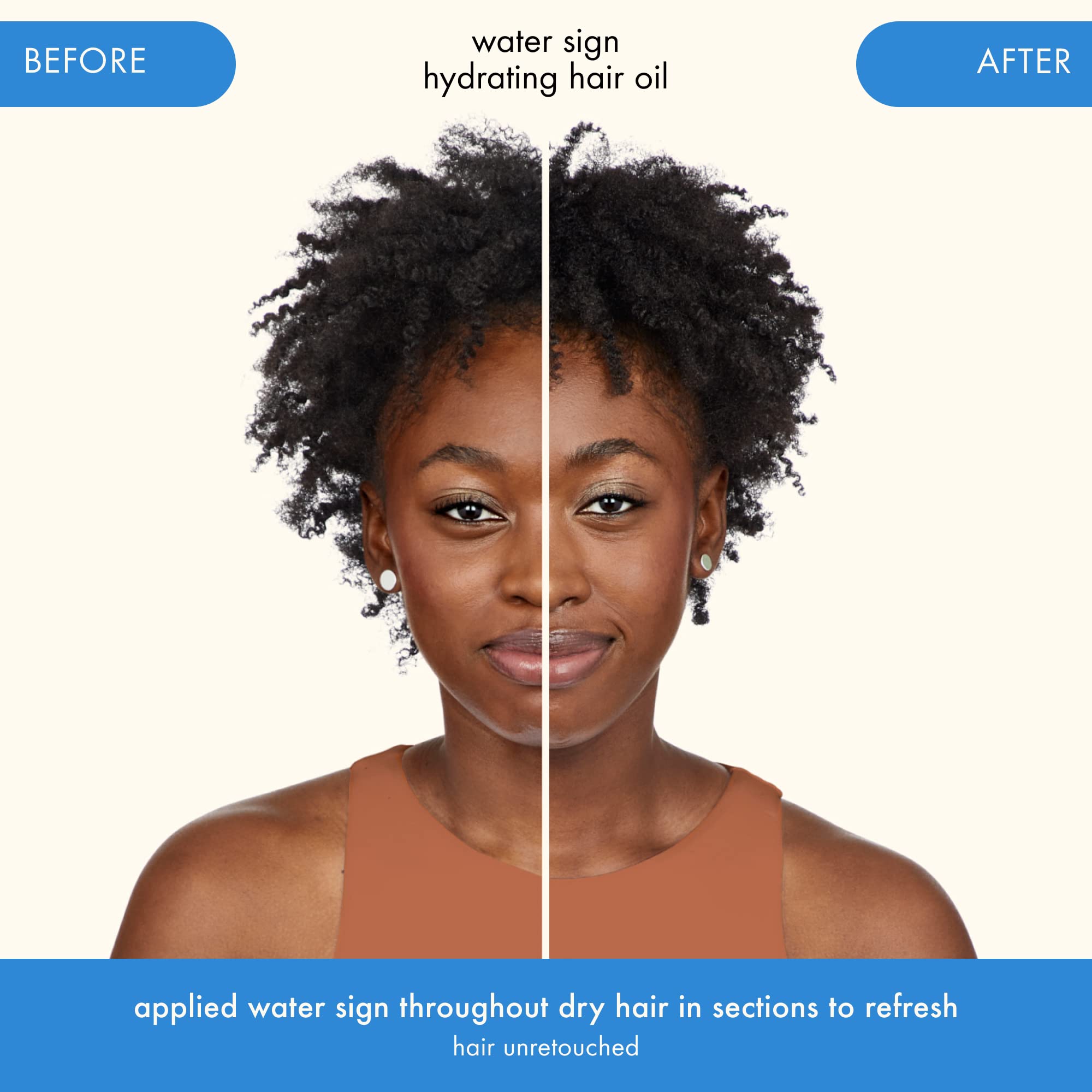 Amika Water Sign frizz control for a calmer look.