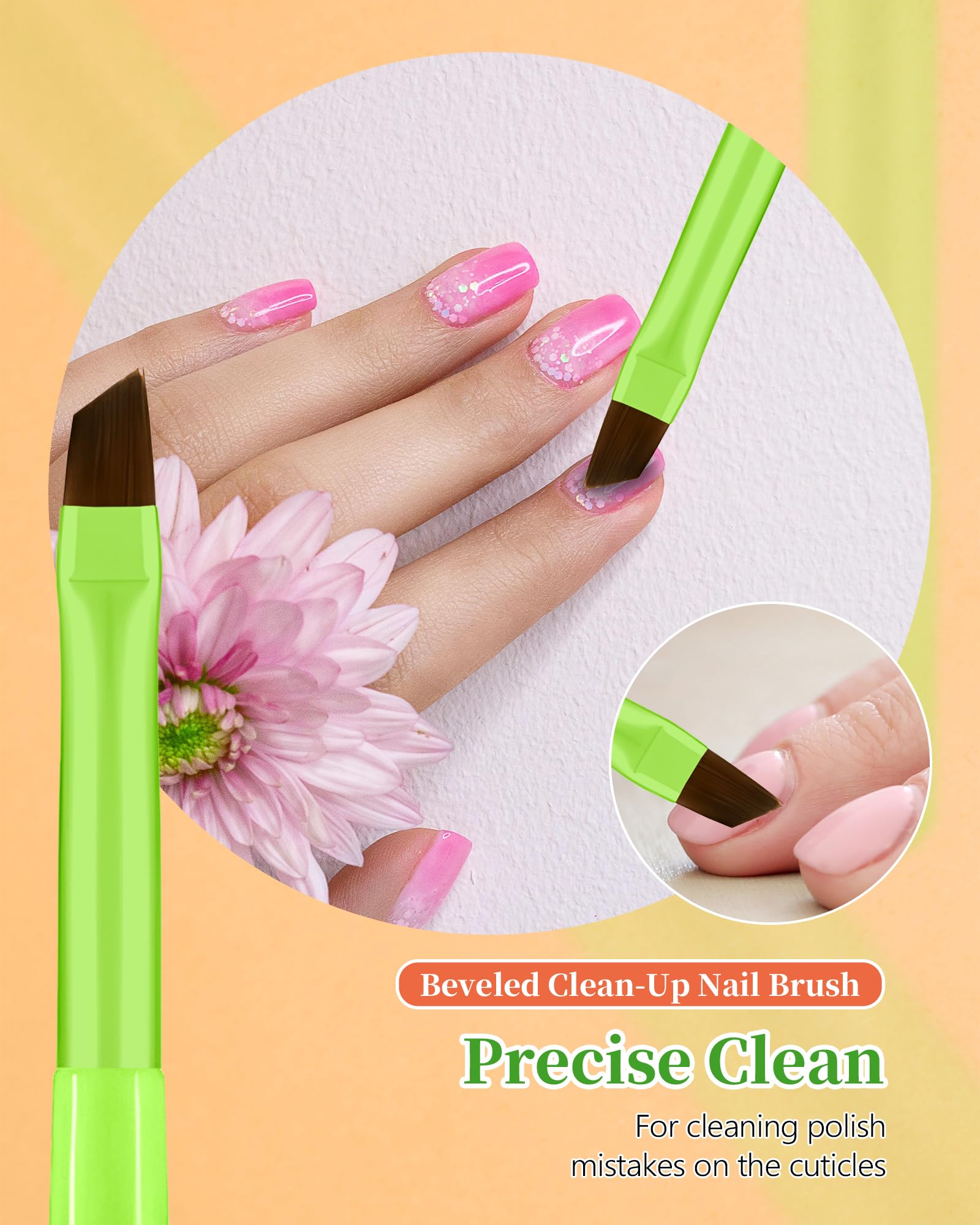 AMilHiTon brush in use around the cuticle for a clean edge