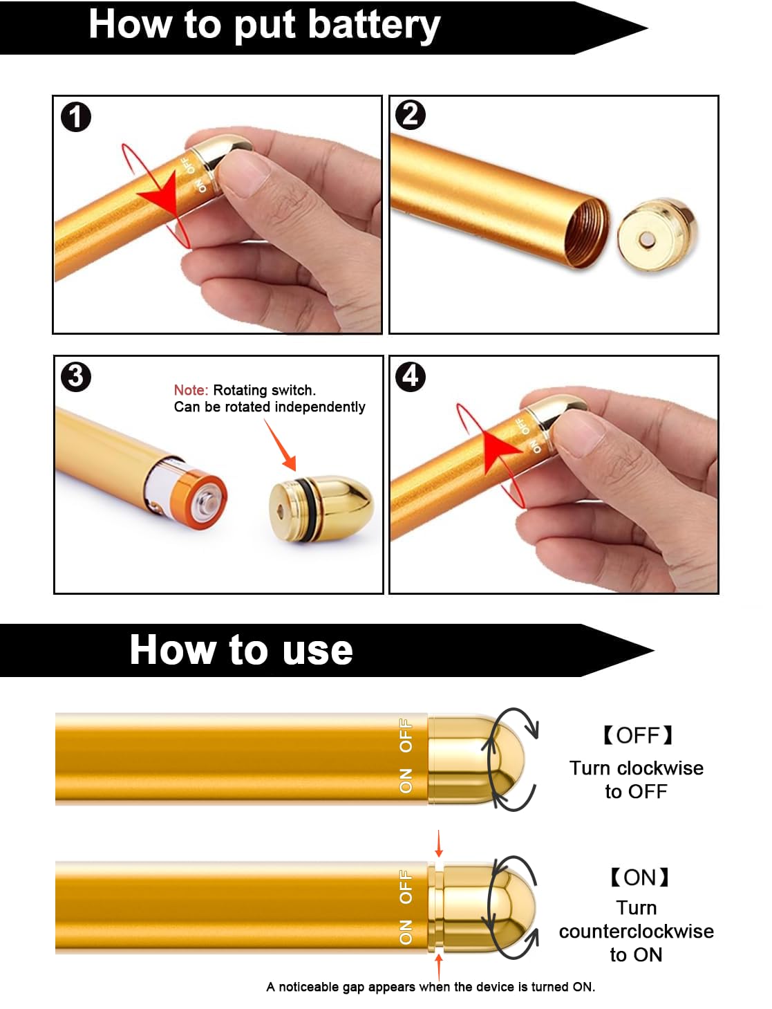 Amirce battery-required device runs on a standard AA battery for quick sessions.