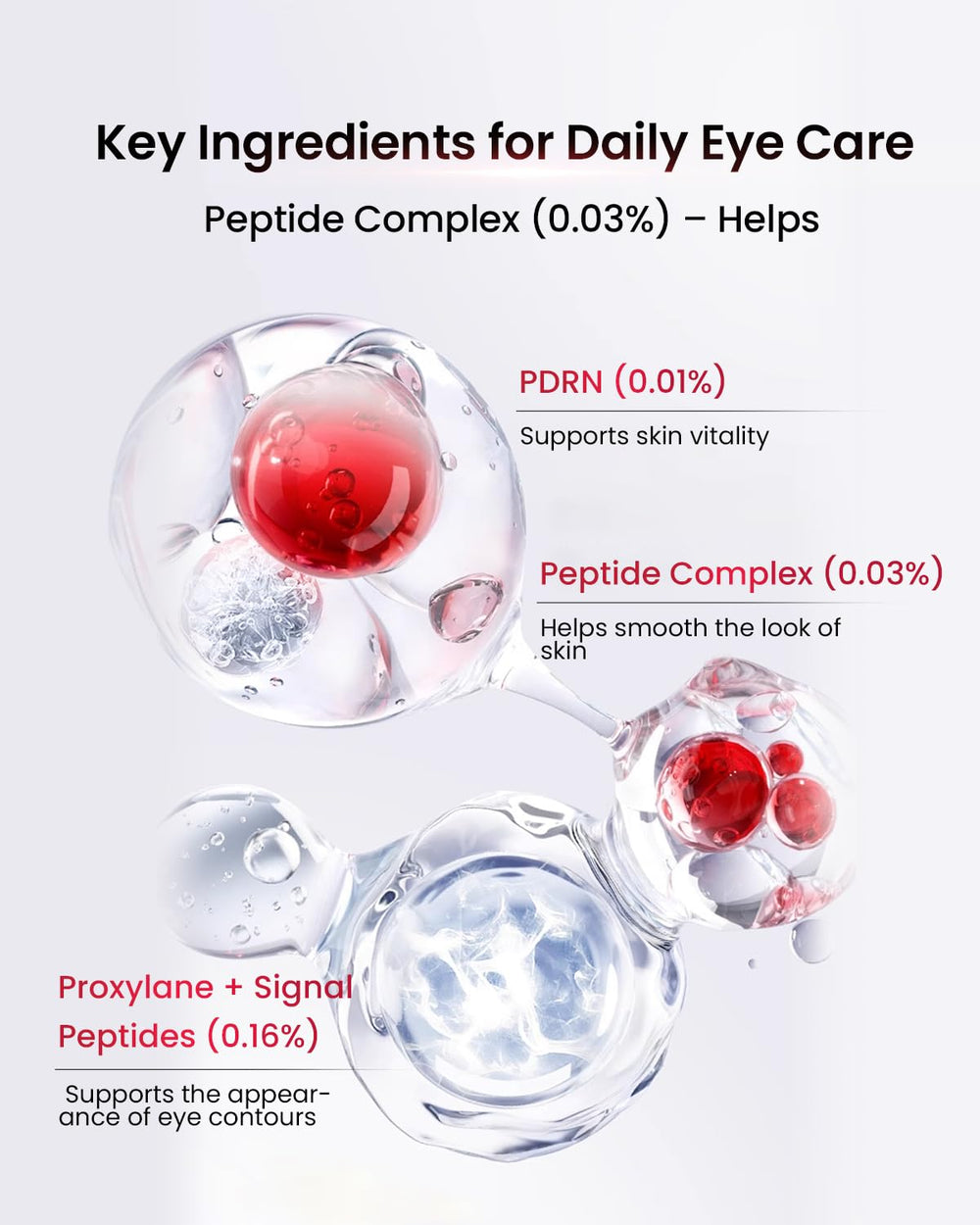 AMIRO bottle showing PDRN and peptides for firmer-looking under-eye contour