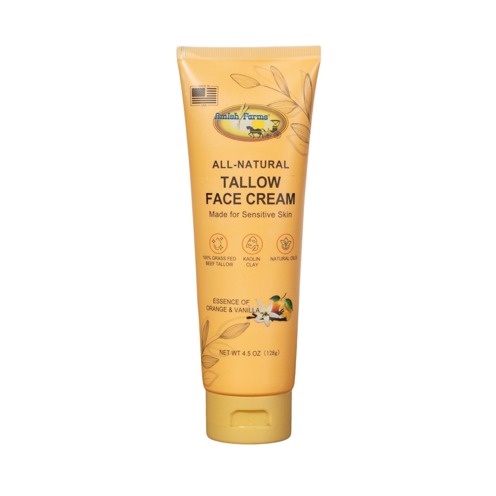 Crema facial Amish Farms con sebo de res en tubo para hidratación suave