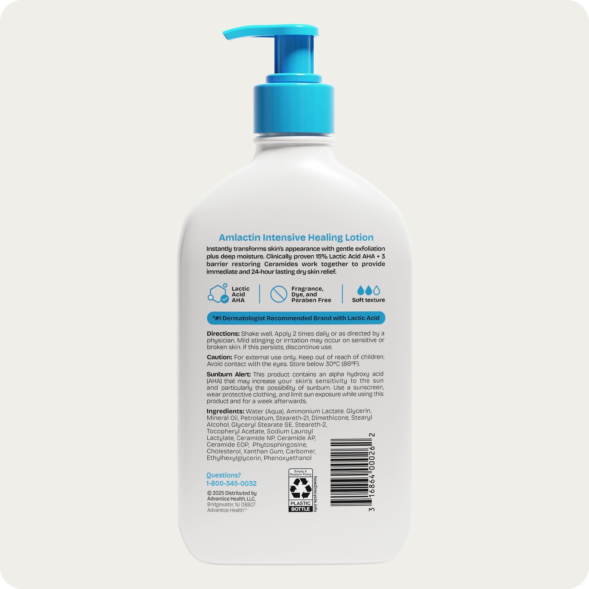 AmLactin on bathroom shelf indicating travel-friendly packaging.