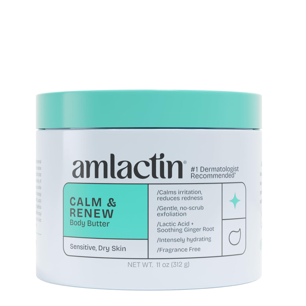 AmLactin Calm & Renew crema-textura suave para hidratación profunda en piel sensible.