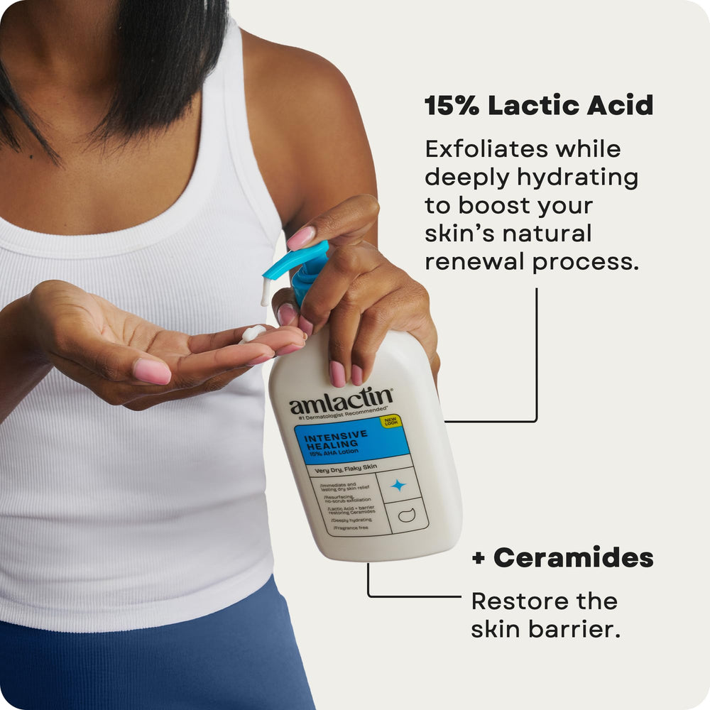 AmLactin with ceramide 3 supports barrier health while smoothing rough patches.